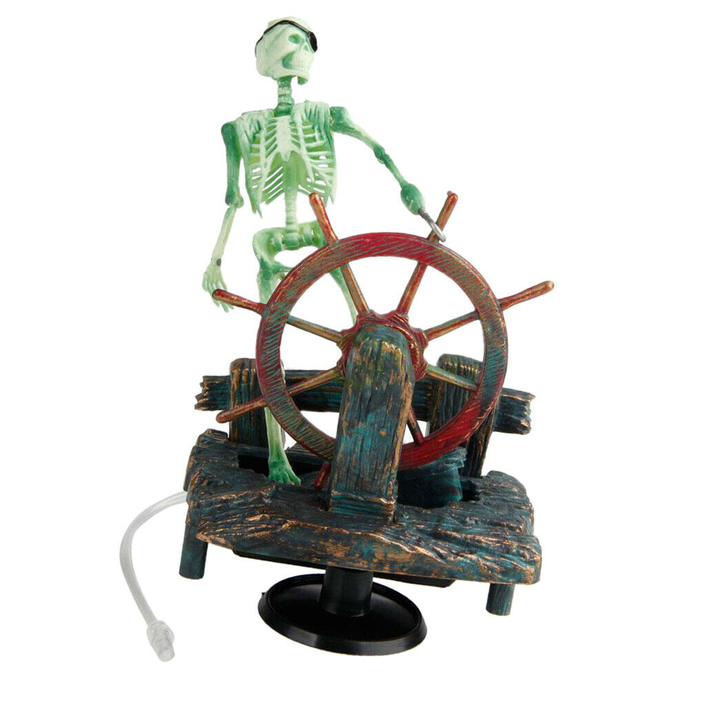 Aquarium Ornament Bubbling/Bubble SKELETON with Air Pump Connector for Fish Tank