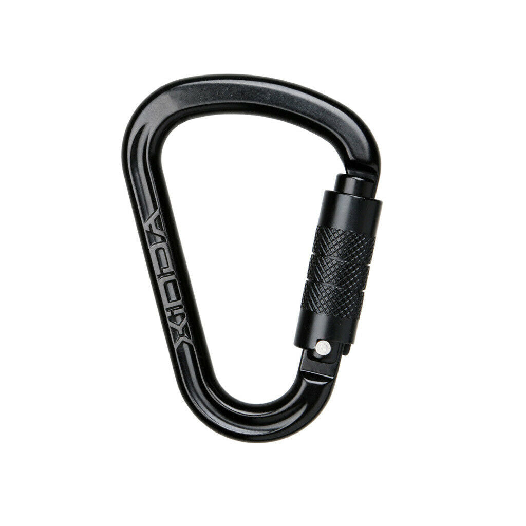 Outdoor Rock Climbing Pear Shape 25KN Auto Locking Carabiner Black