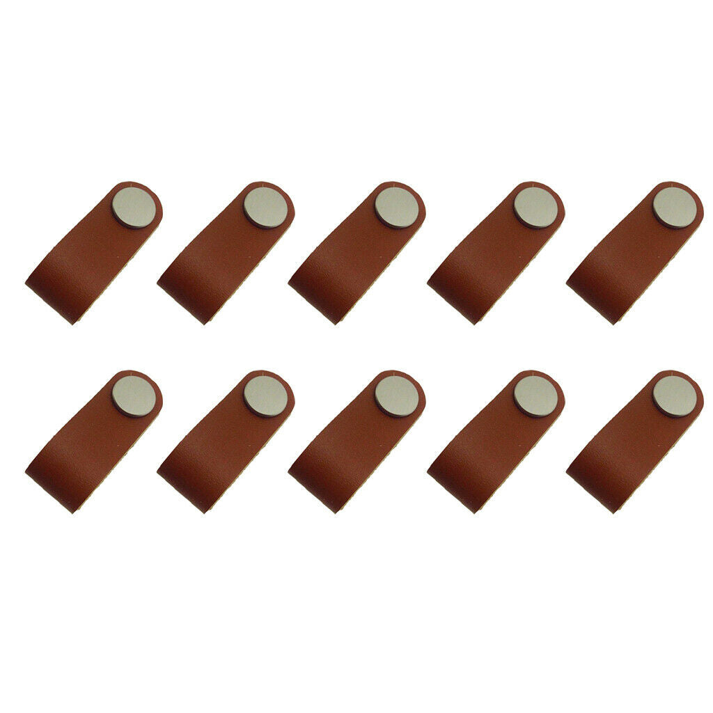 10x Leather Luggage Handle Cabinet Cupboard Wardrobe Dresser Door Pull Knob