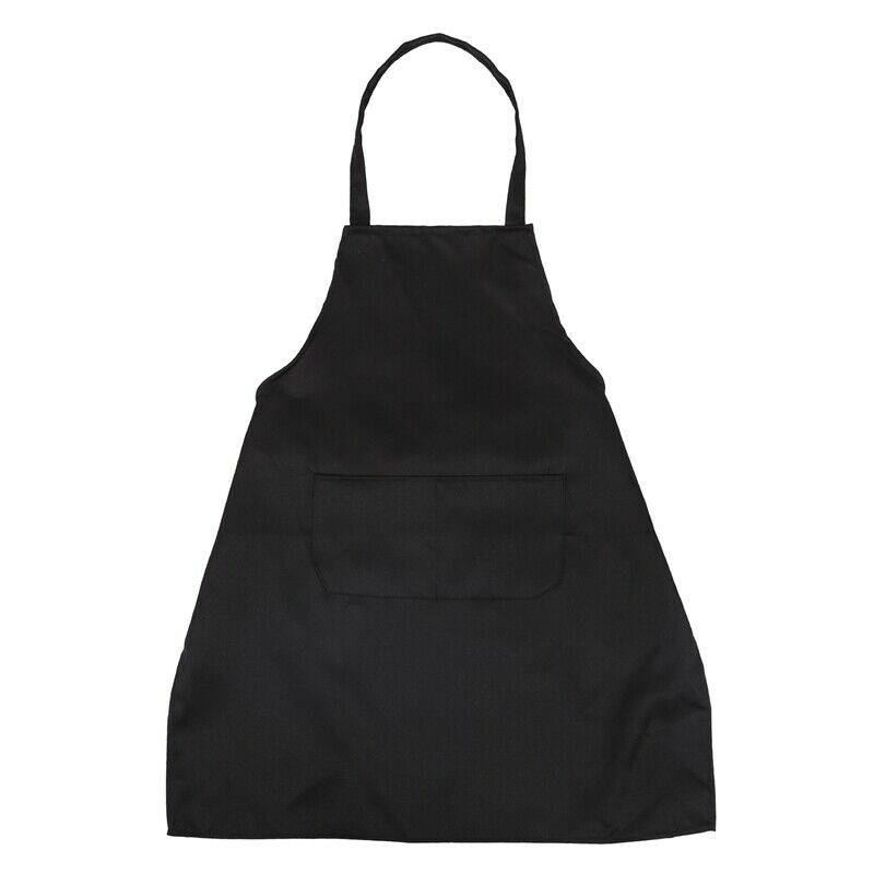 Unisex 2 Pocket Black Kitchen Apron Bib, One Size in Medium W3U2U2