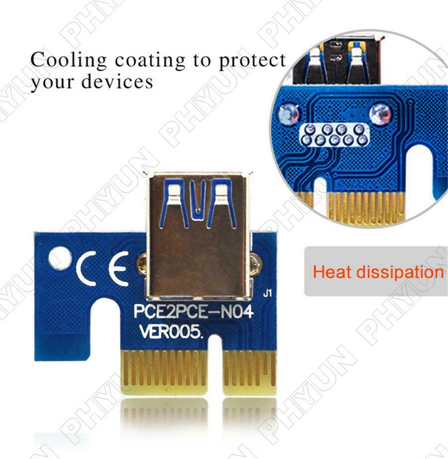 10x PCI-E 16X Riser Board 1X Adapter Card w/ SATA & USB Cable For BTC ETH Mining