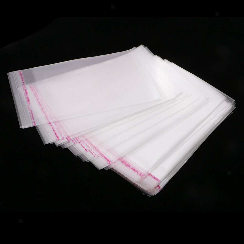 100x Clear Plastic Sealing Bag Cellophane Bag With Adhesive For Jewelry Food