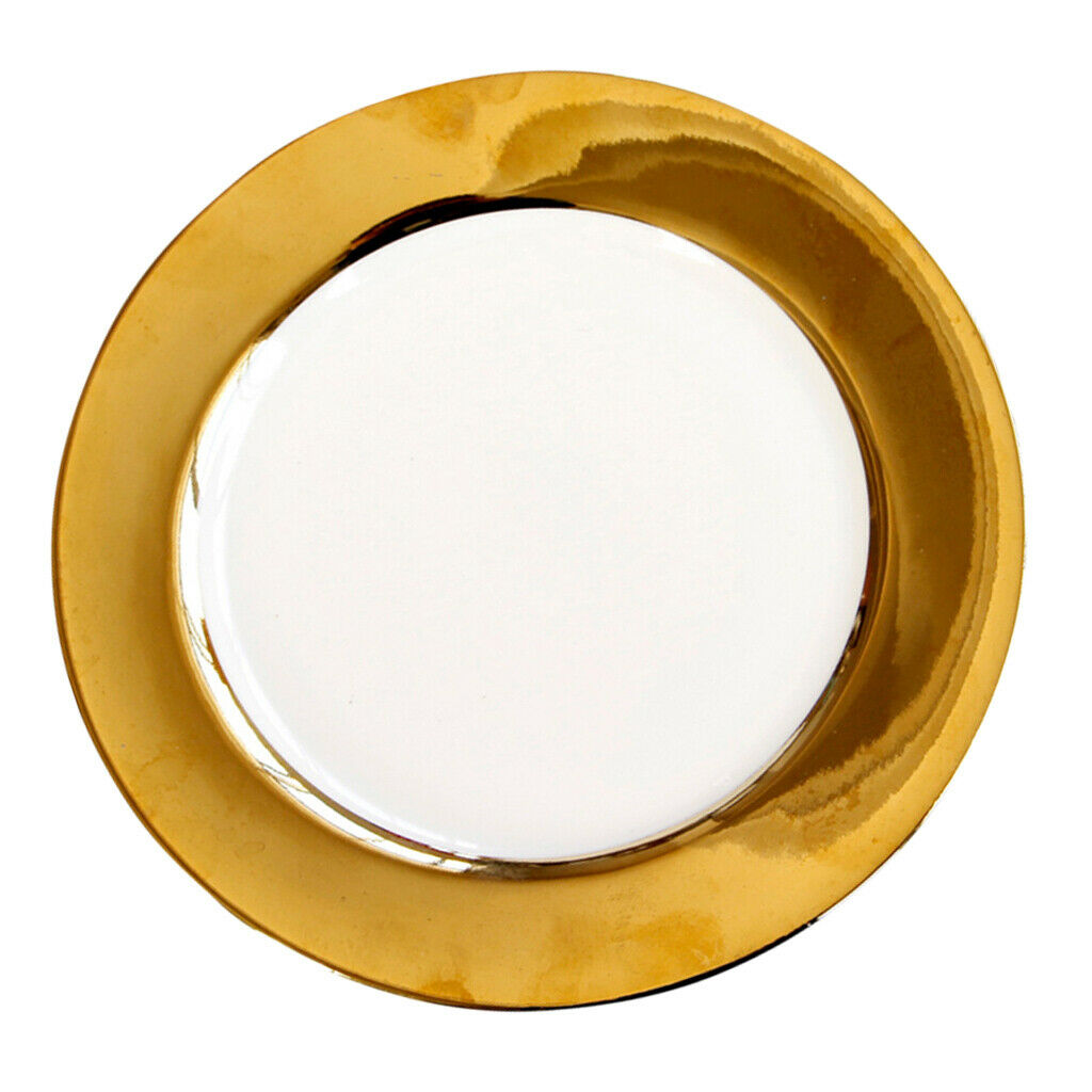 Golden European Style Ceramic Plate Dessert Beef Steak Spaghetti Plate