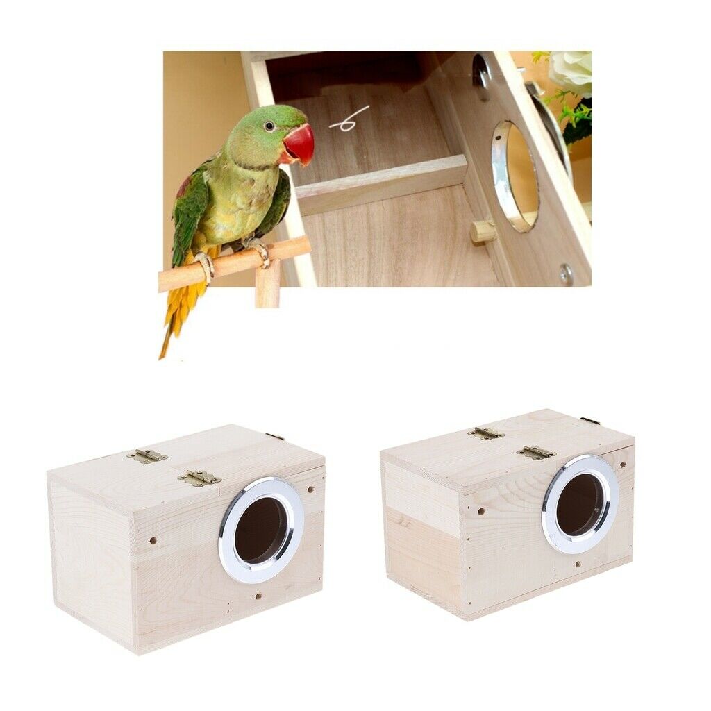 2pcs Wood Bird Box Nest New Breeding Parrot Cockatiels Swallows Nest Outdoor