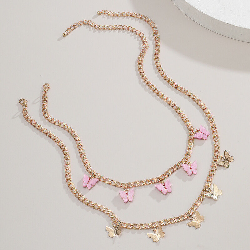 Bohemian Cute Butterfly Choker Pendant Necklace Women Statement Neckla.l8