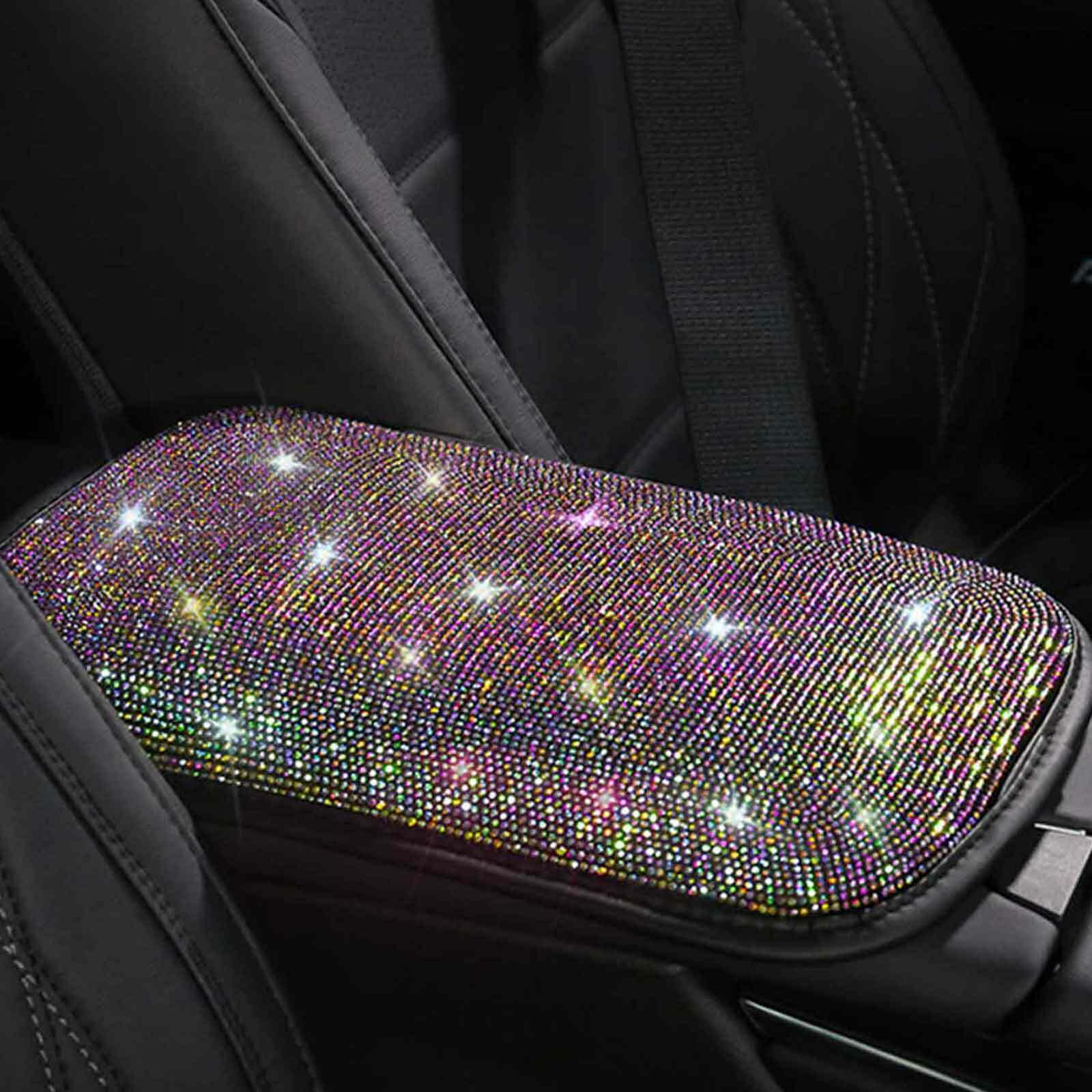 Car Armrest Pad Cover Center Console Box Cushion Mat Fancy Diamond For Women CN