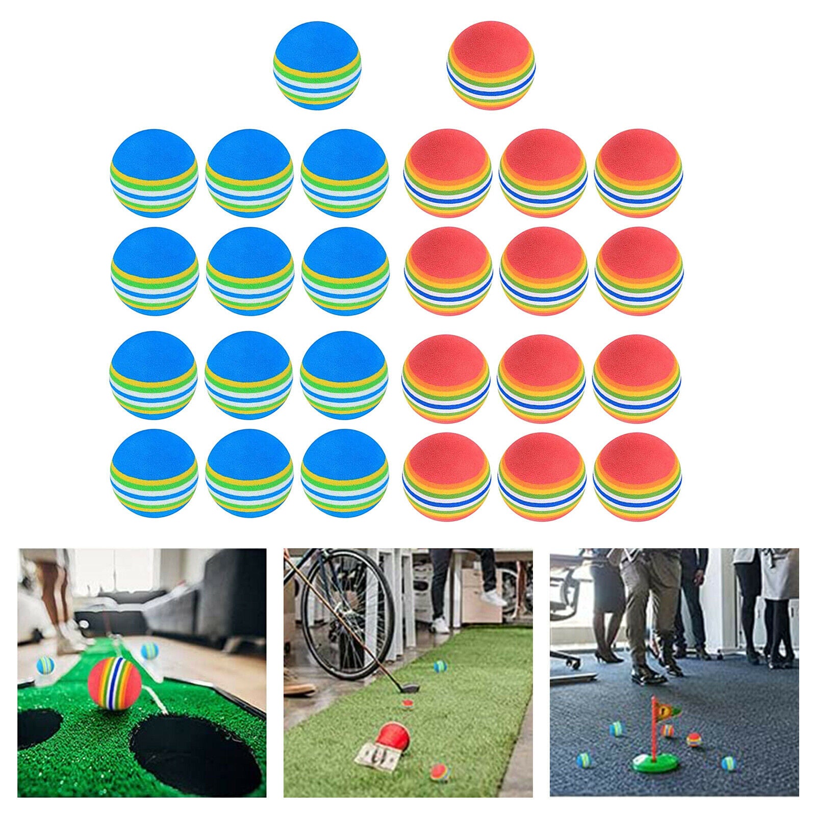 26Pcs Golf Foam Ball Rainbow Indoor Outdoor Sponge Balls Swings Driving Pets