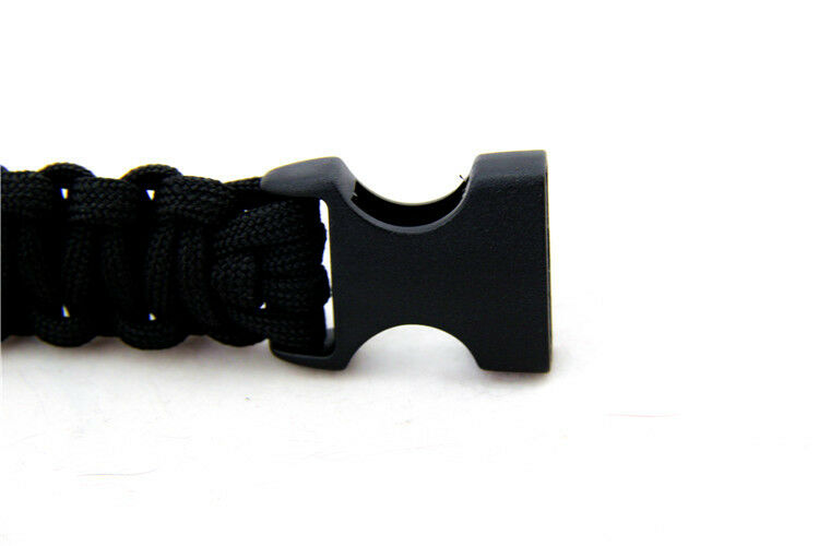 Black Outdoor Climbing Rope Bracelet 7 Core Cords With Survival Whistle New