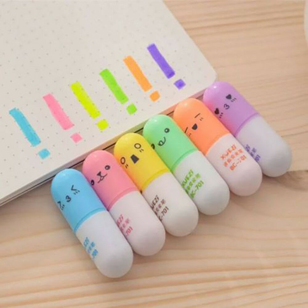 6x Mini Cute Stationery Pen Supplies Graffiti Writing School Office Cartoon Face