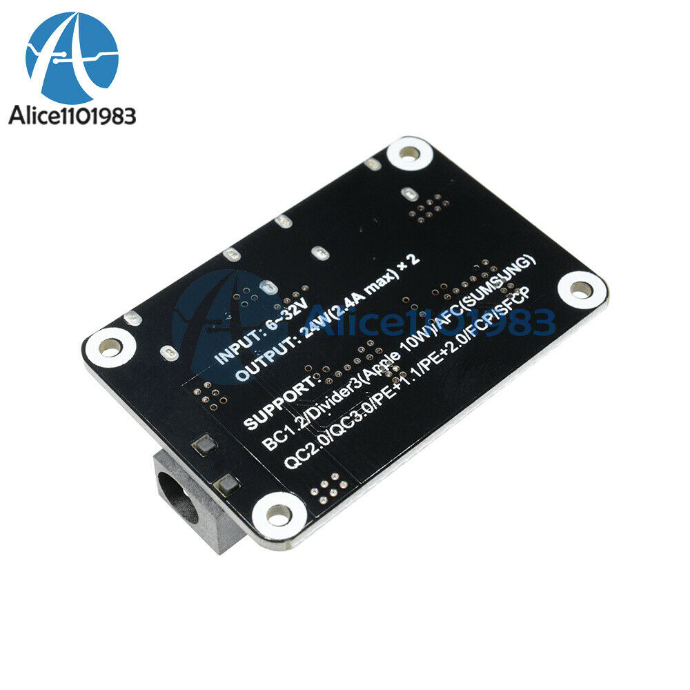 Dual Double USB 6-30V 2.4A Fast Charger Buck Step Down Module 24W Car Board Kit