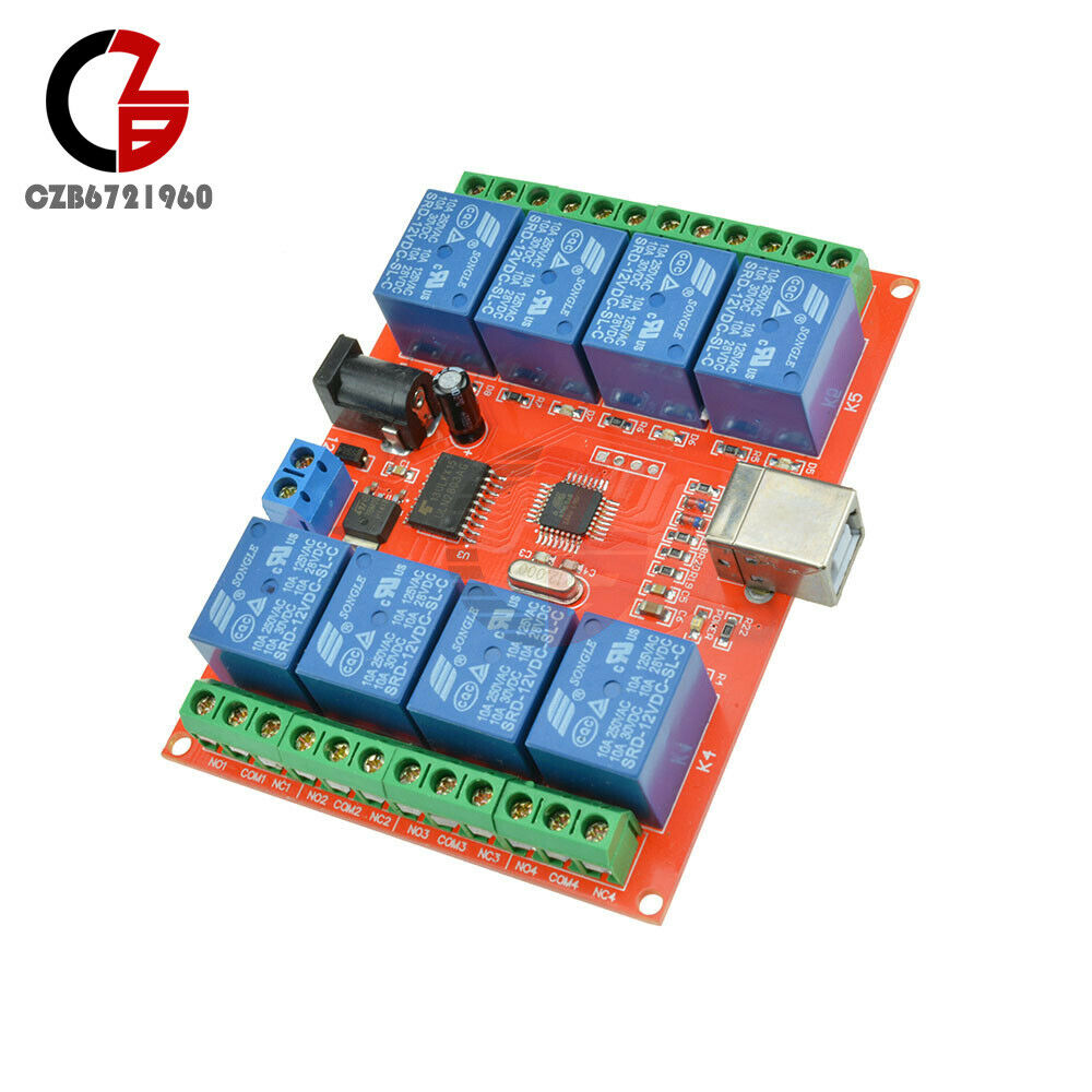 8CH 8 Channel DC 12V Relay Control Board USB ULN2803 Driver Module For AVR ARM