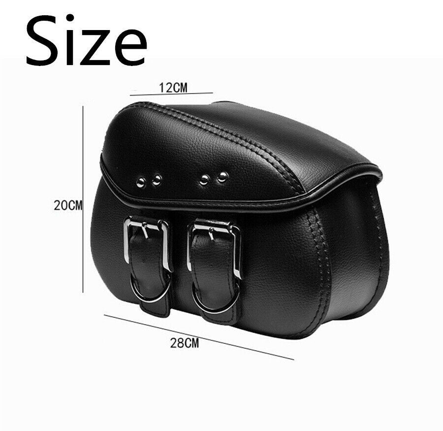Mini Motorcycle PU Leather Side Saddle Luggage Bags Black metal buckle Pair