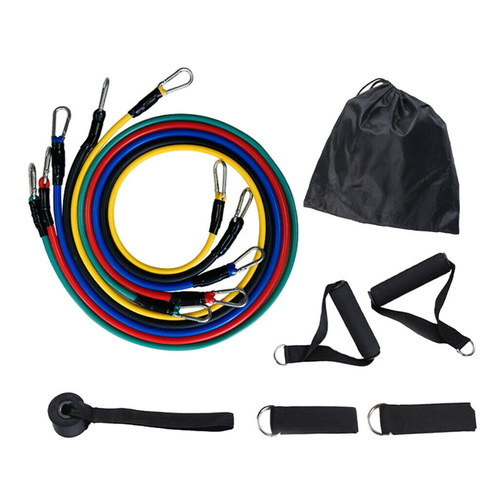 11x Resistance Bands Fitness Exercise Bands and Door Anchor Handles Straps