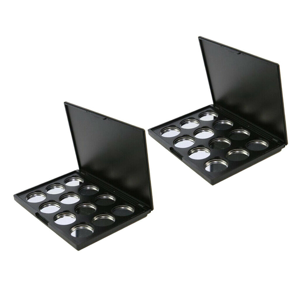 2 Packs 12 Spaces Eyeshadow Palette Eye Shadow Lipstick Container Case