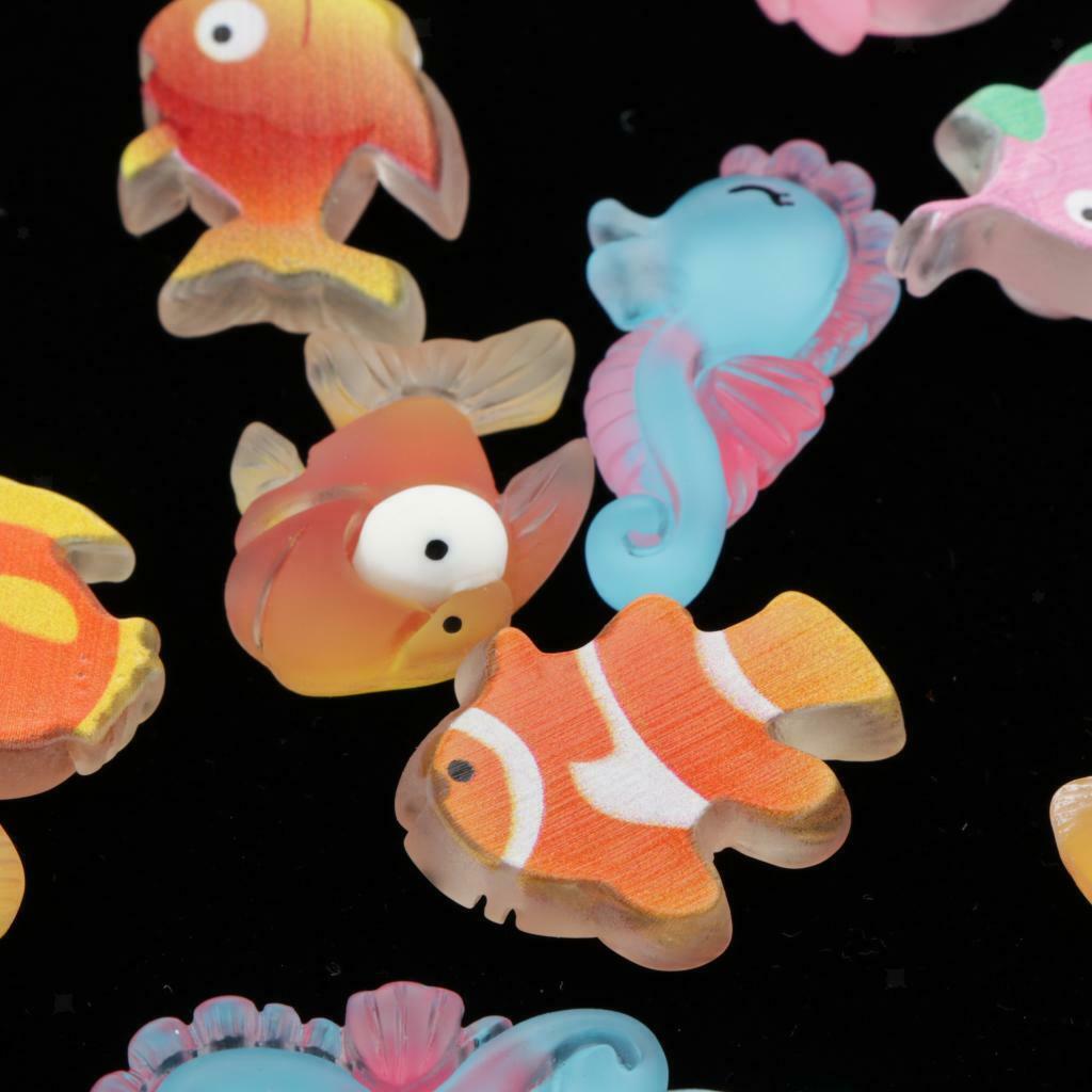 30Pcs Cartoon Fish Flatback Cabochons Assorted Charms DIY Scrapbooking