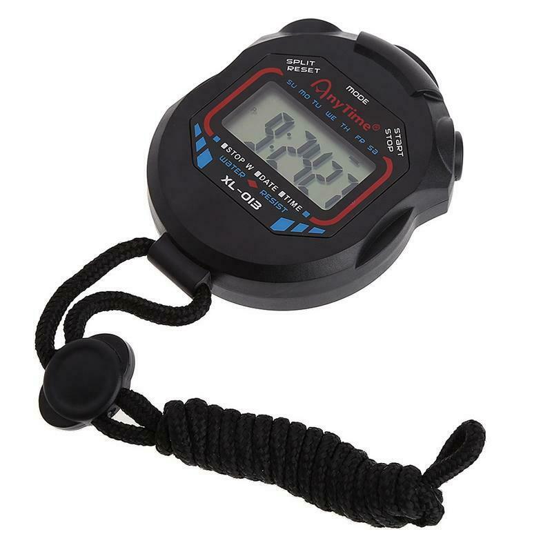 Classic Digital Handheld LCD Chronograph Sports Stopwatch Timer w/string