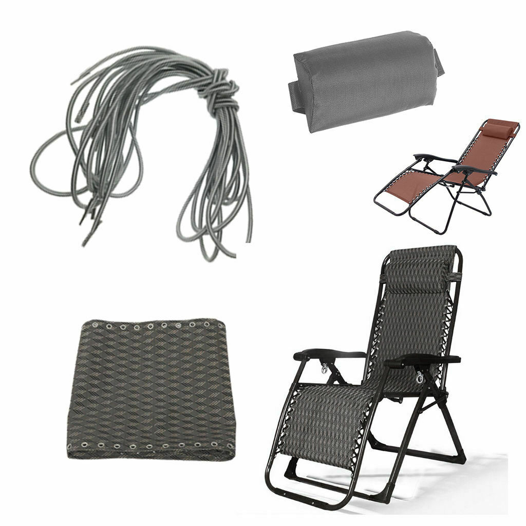 Folding Recliner Cloth + Headrest + Laces Set for Outdoor Garden Lounger