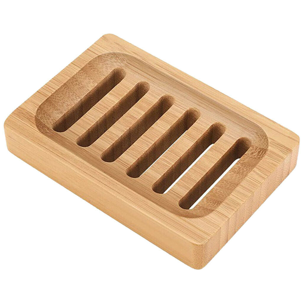 Bamboo Soap Dish Natural Color Container Tray for Shower Countertop Outdoor