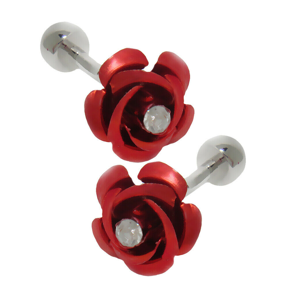 Retro Rose Flower Cufflinks Men Shirt Business Wedding Party Gift Red
