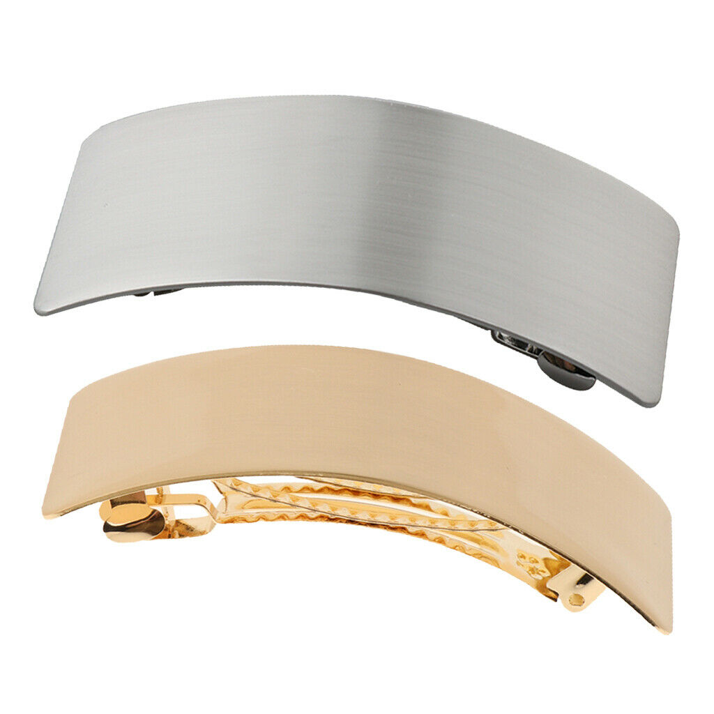 2 Large Rectangle French Hair Barrette Automatic Spring Clip Ponytail Holder