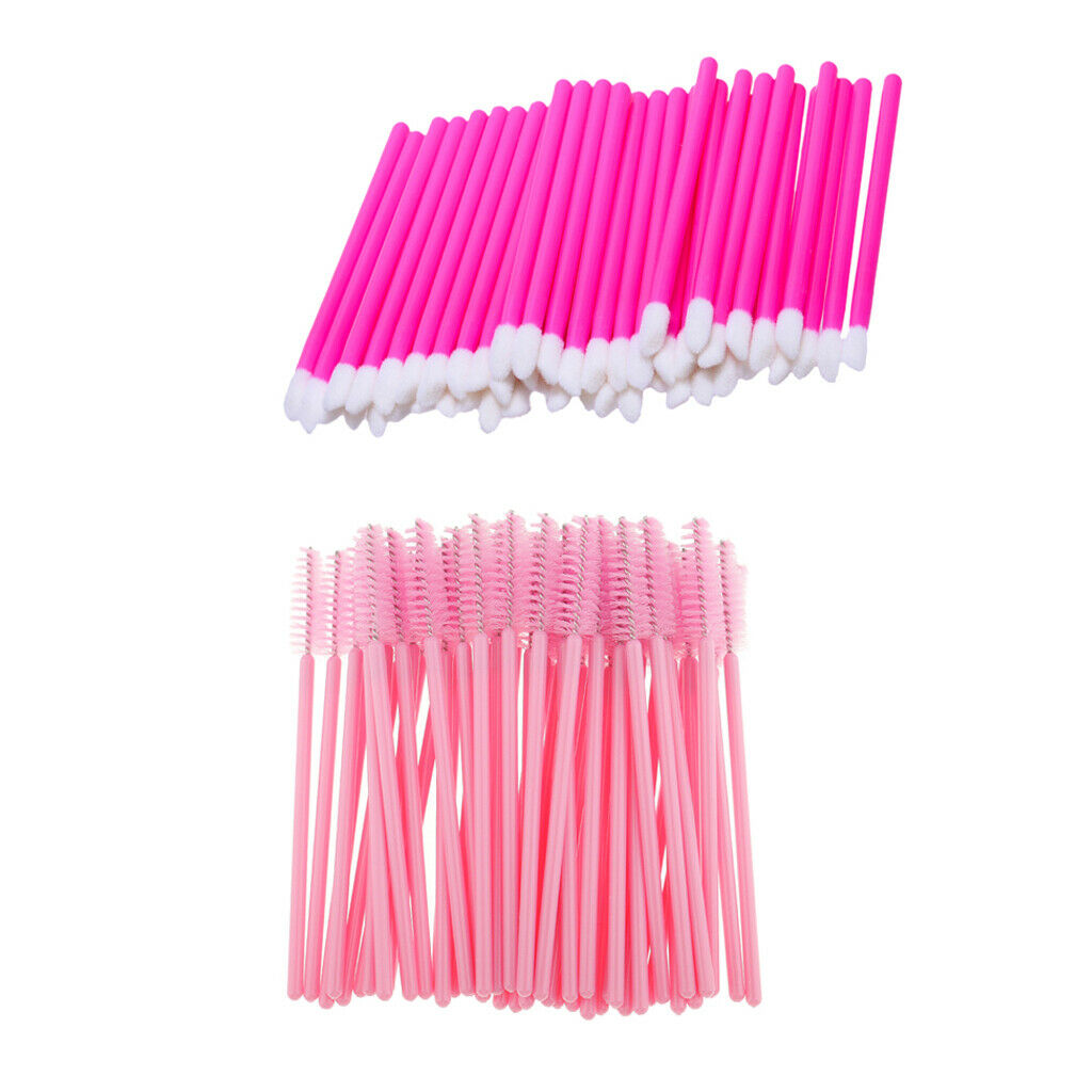 50 Pieces Disposable Lip Gloss Brushes + 50 Pieces Eyelash Mascara Wands