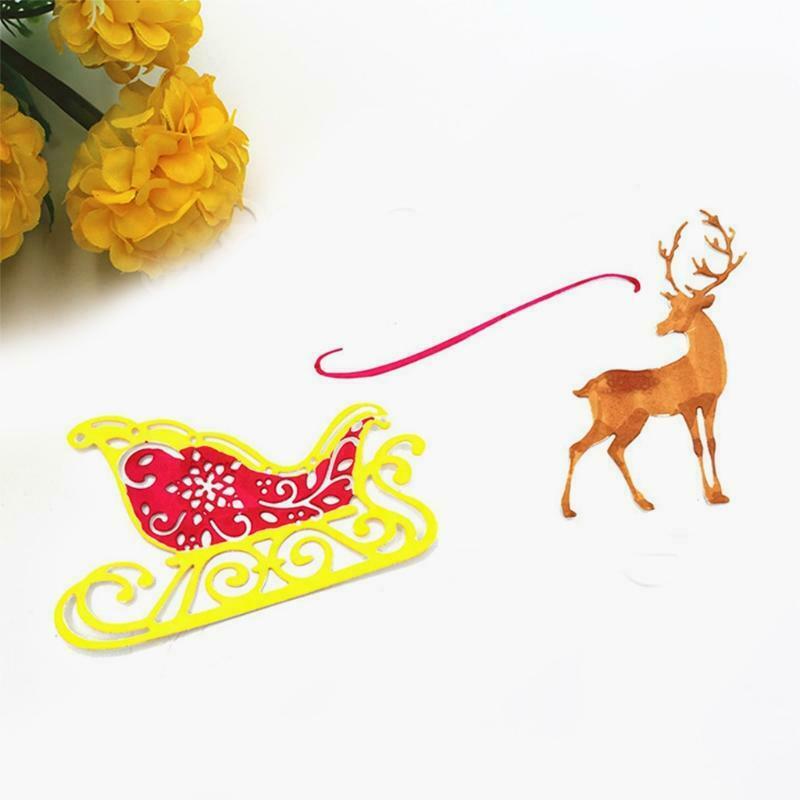 Christmas Elk Sledding Carbon Steel Cutting Dies DIY Scrapbooking Photo Album