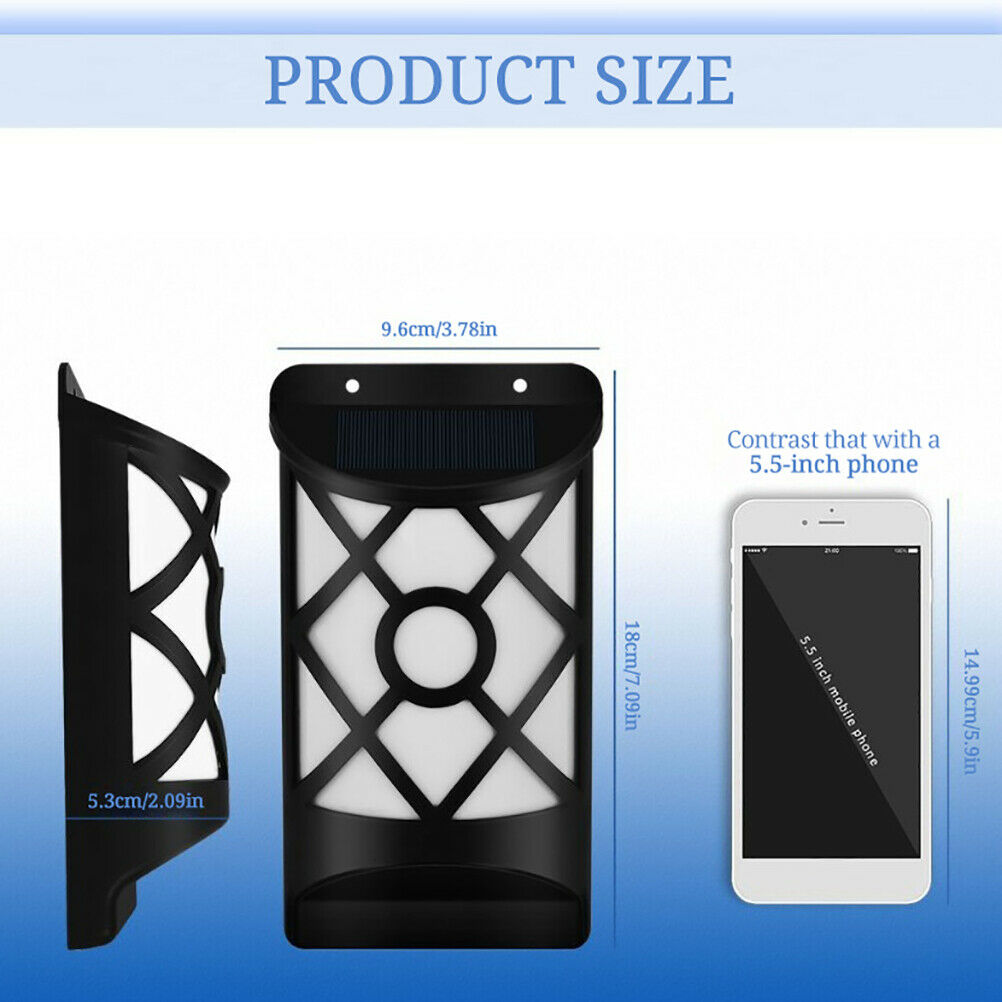 Portable Yard Solar LED Motion Sensor Night Light Simulation Flame Wall Lamp