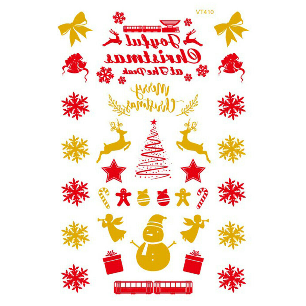 Set of 8 Colorful Adults Christmas Tattoo Transfer Stickers Xmas Elk Decals