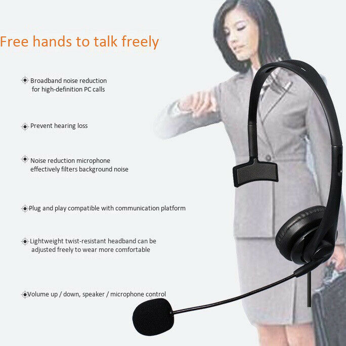2X(USB Call Center Headset with Noise Cancelling Mic Monaural Headphone forZ1P1)