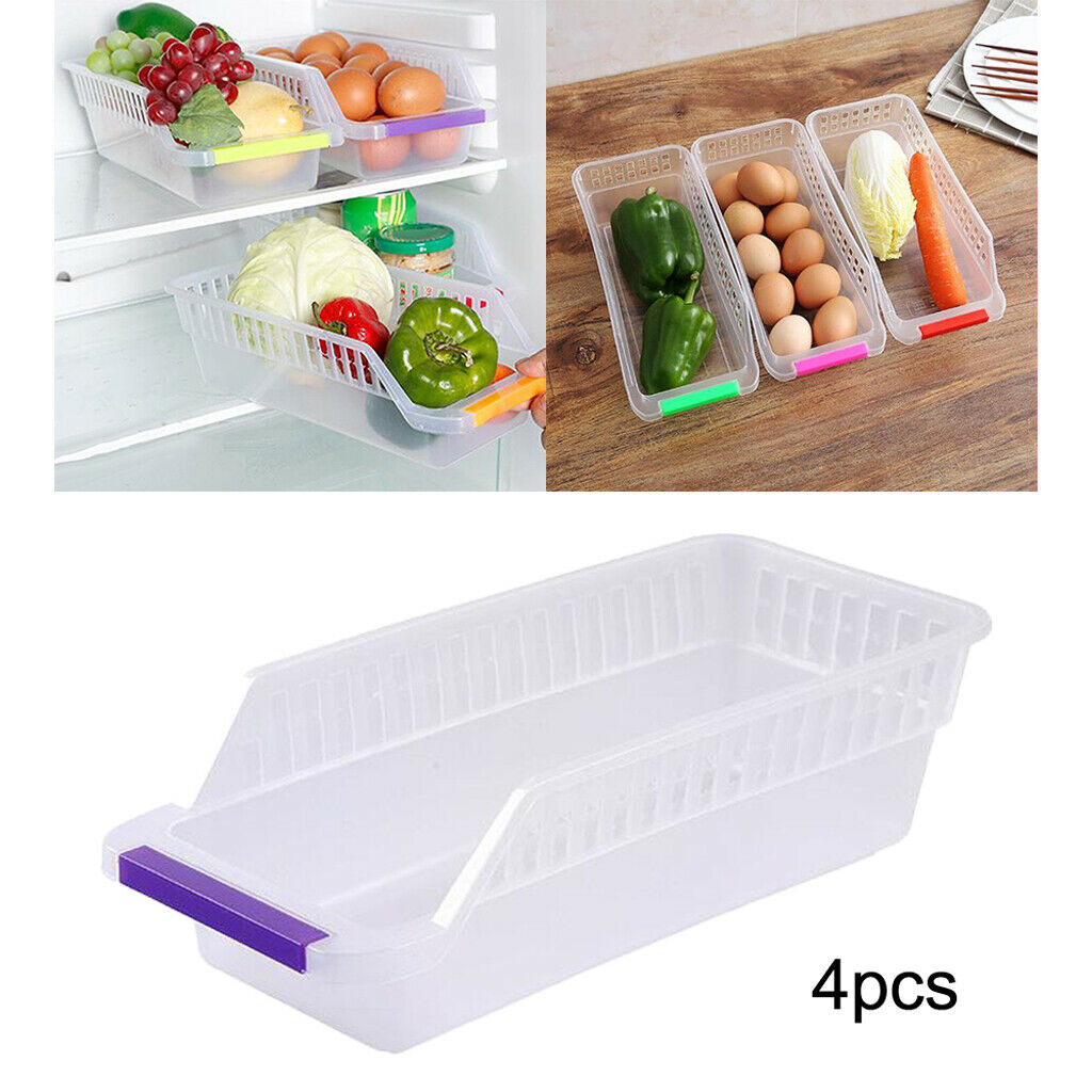 4 Set of Pantry Cabinet Refrigerator Freezer Drawer Basket for Fruit Yogurt