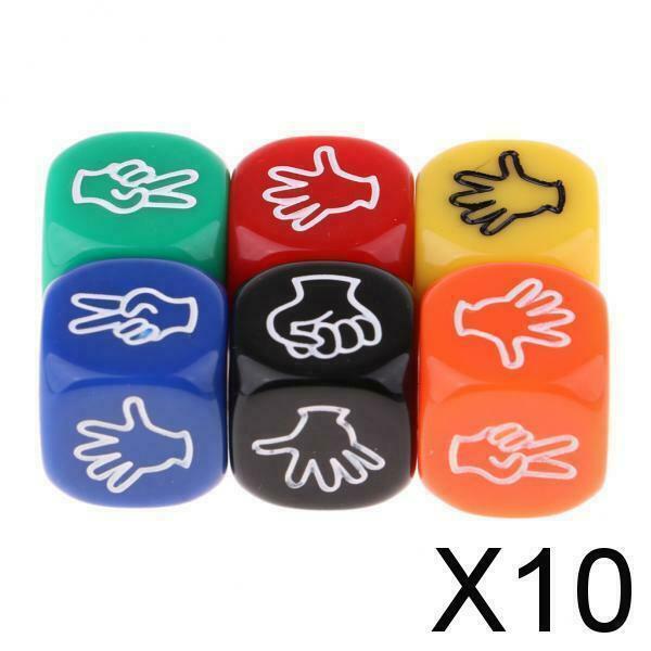 10X 6x Rock Paper Scissors Dice Six Color Finger-Guessing Game Dice for Kids