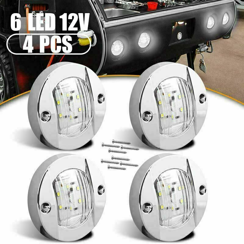 4X White 3" Round LED Side Marker Lights For Truck Trailer  Waterproof Clearance
