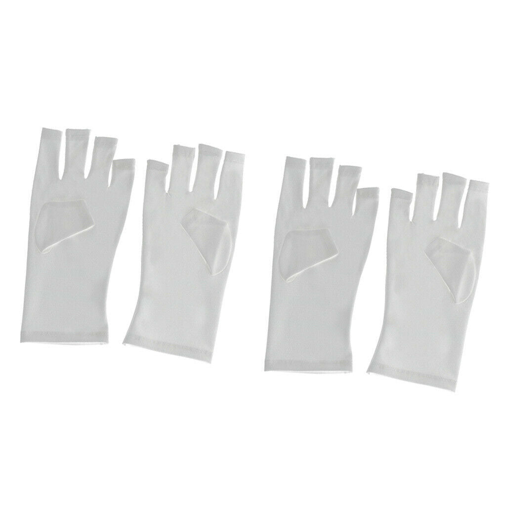 Anti UV Fingerless Hand Manicure UV Short Gloves for Nail Dryer LED White 4x