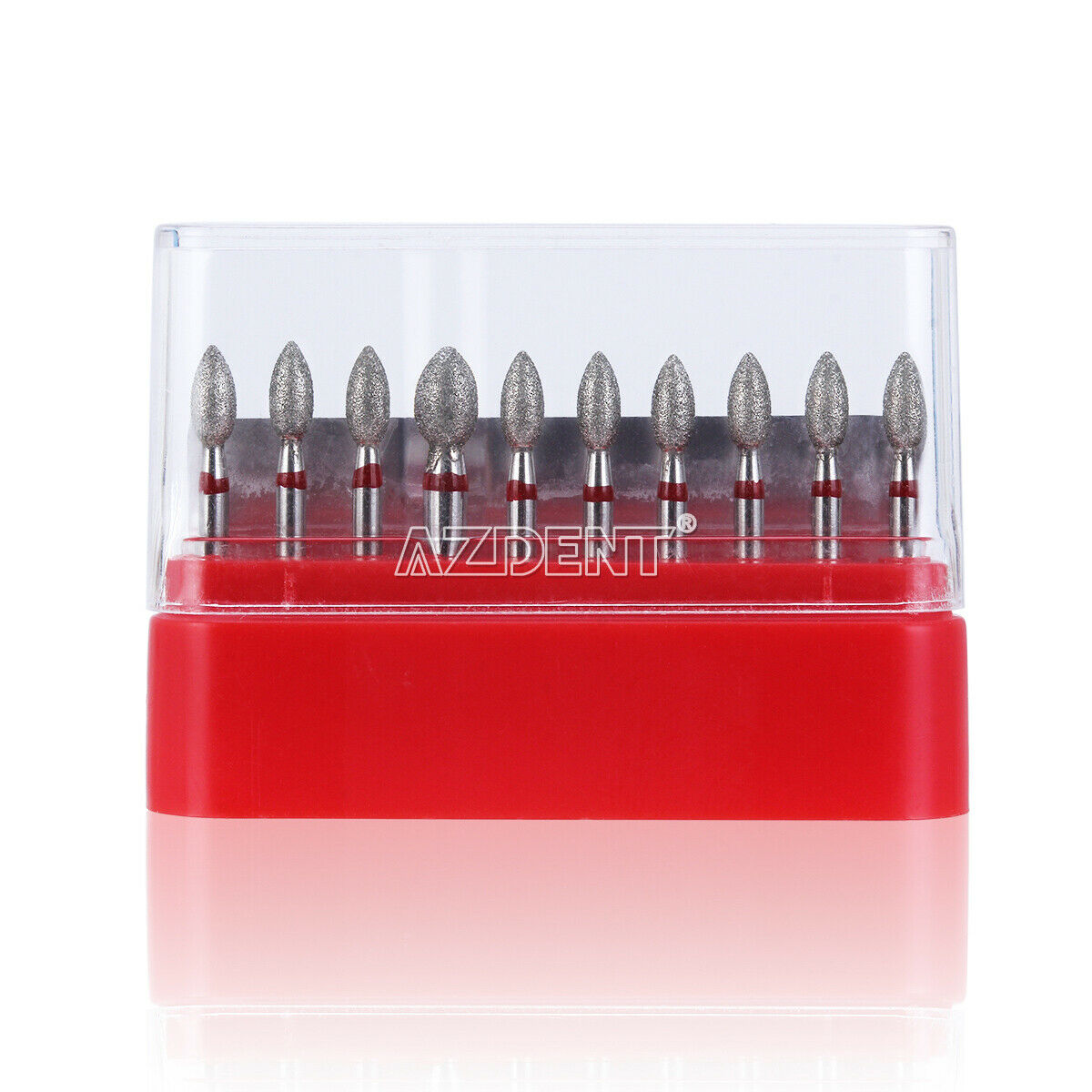 10X AZDENT Denal FG Diamond Burs Football #368-023F Fine Red 10Pcs /Pack