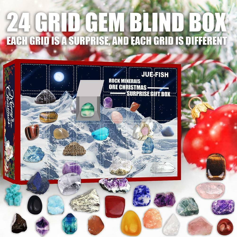 24 Days Countdown Calendar Christmas Ore Toys Mineral Gift Box Toys for Kids