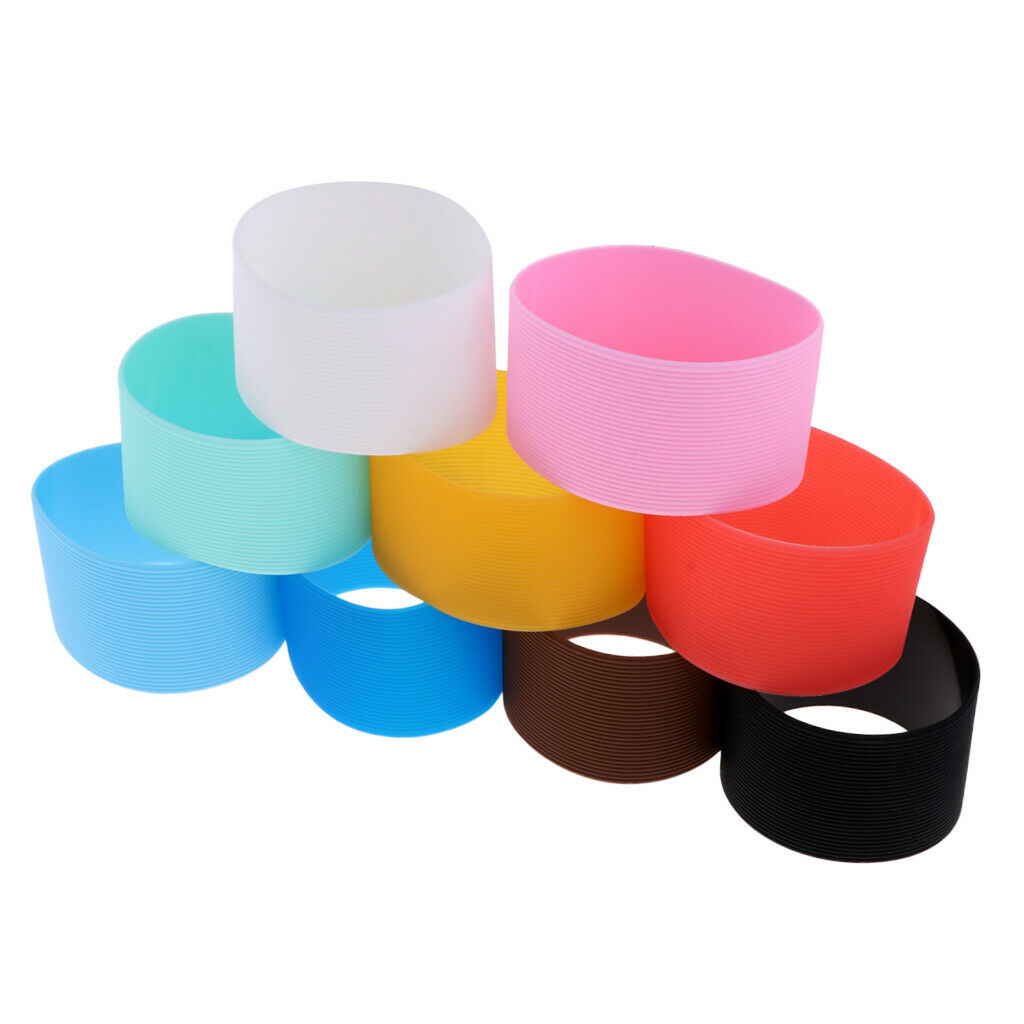 Prettyia 9Pcs Outdoor Silicone Round Non-slip Water Bottle Mug Cup Sleeve