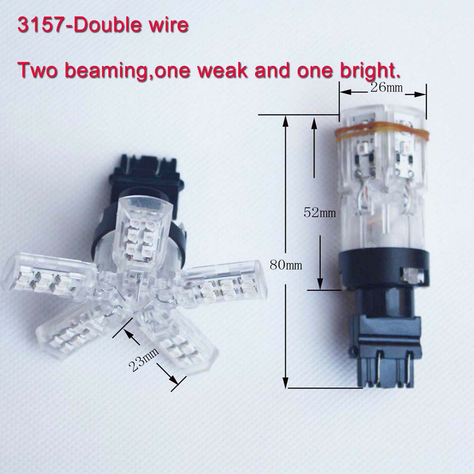 3157 P27/5W LED White 6000k Spider 5-ARM 40SMD  Brake Tail Signal Lamp Light
