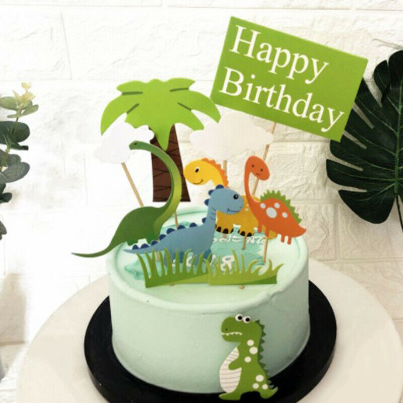 Dinosaur Cake Decorating Cake Topper Green Grass Decoration  Cartoon Anim.l8