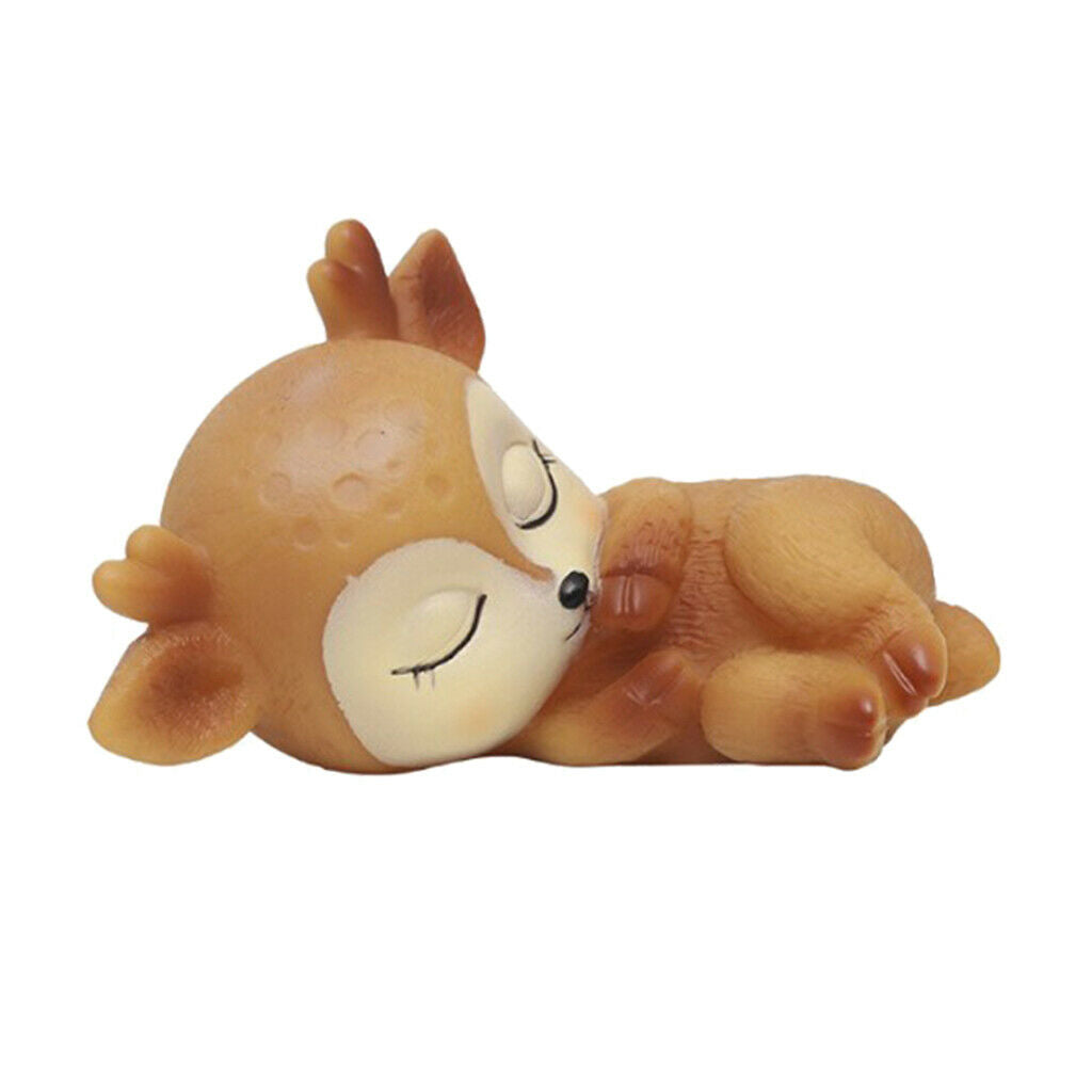 4x Sleeping Deer Baby Car Decoration Cartoon Desktop Silicone Craft DIY Ornament