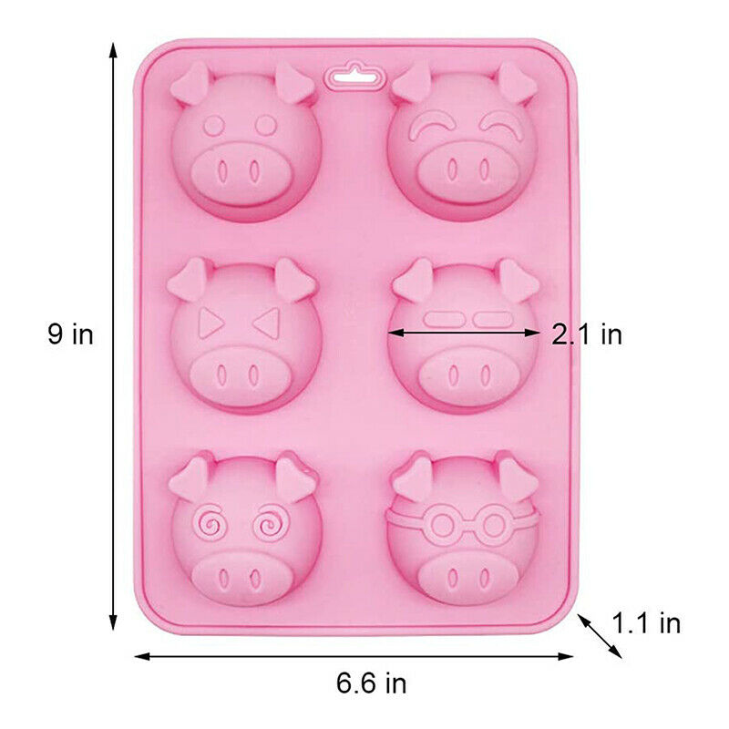 6 Holes Littles Pig Shape Cake Mould Pink Silicone Candy Mold DIY Baking TooBDA