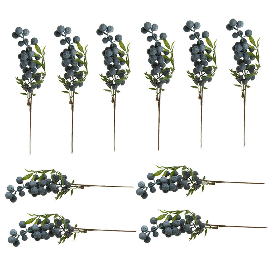 10Pieces Artificial Plant Flower Fruit Berries Bouquet Home Decor Blueberry