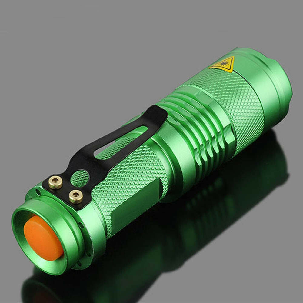 Portable Mini Q5 LED Zoomable 1200LM 3.7-4.2V Flashlight Torch Light Green