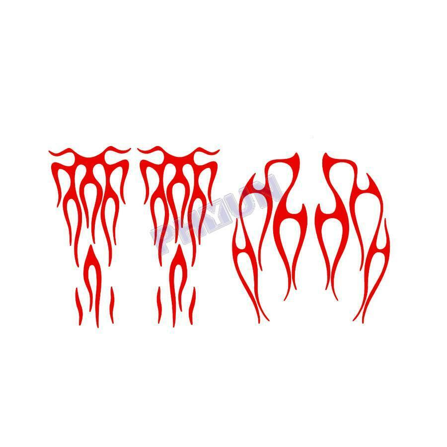 Red Flame Style Stickers Decals Trim For Motorcycle Gas Tank & Fender Universal