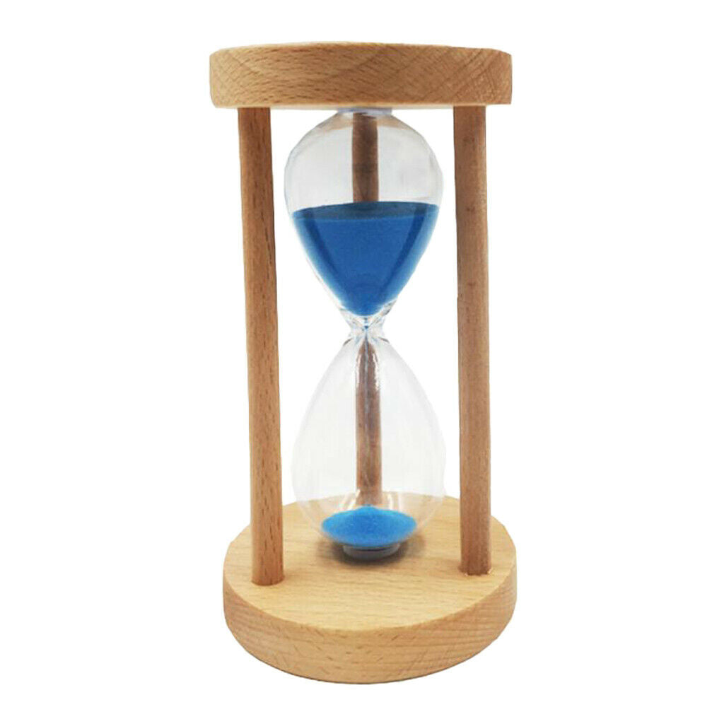 Wooden Frame Sand Timer with Blue Sand Hourglass for Kids Home Decor 6min