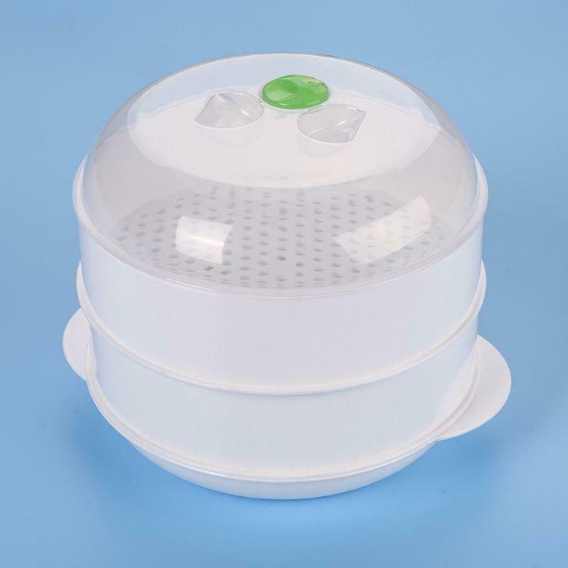 Double plastic steamer microwave oven round steamer