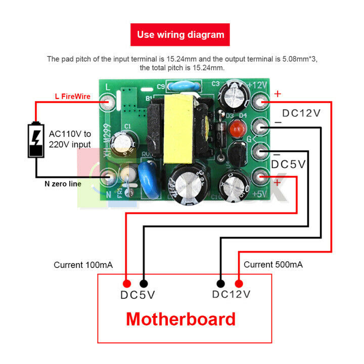 AC 110-220V DC 5V 12V AC-DC Switching Power Supply Module Isolation PCB Board