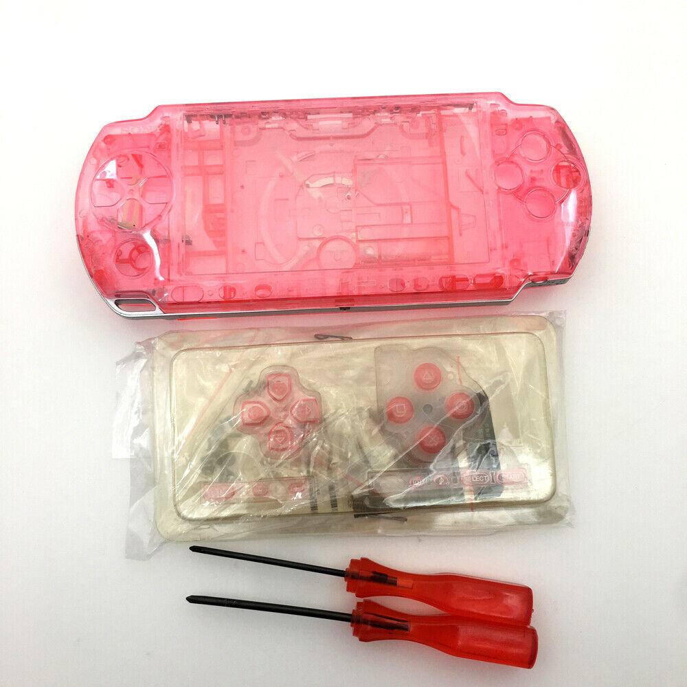 Clear pink Shell Housing case Cover Replacement Repair Parts For Sony PSP 3000