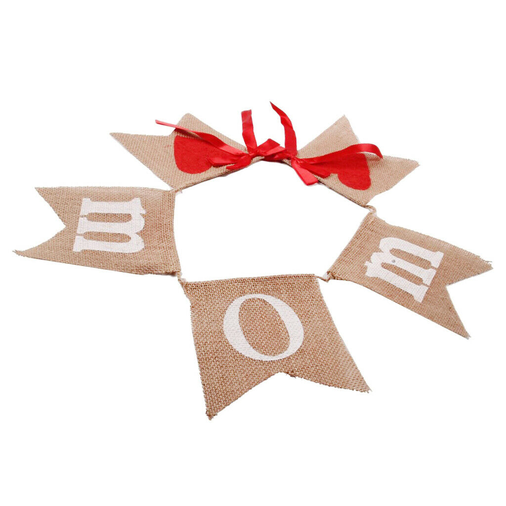 Rustic Love Mom Heart Bunting Banner Mothers Day Garland Sign Hanging