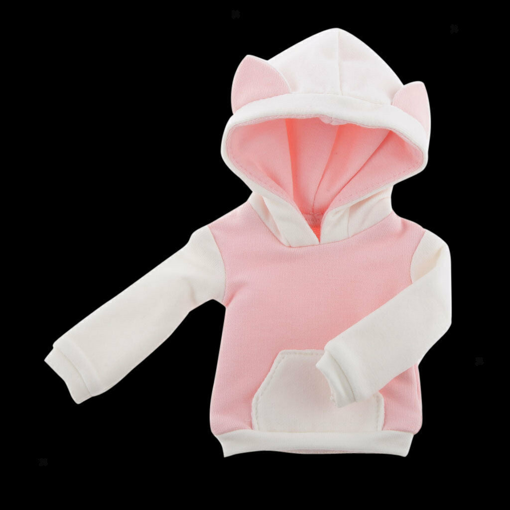Cute Cat Ear Fleece Hoodie Hoody Sweatshirt For 1/6 BJD SD Pink