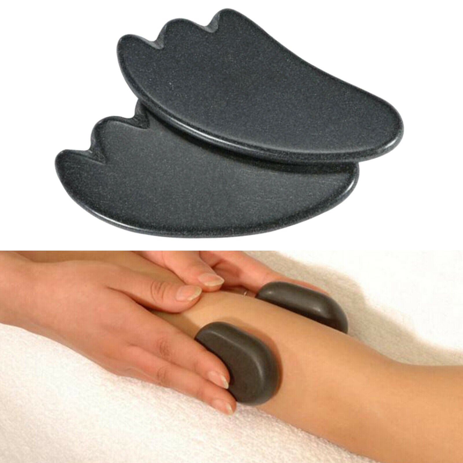 2 Piece Facial Large Massage Stone Pain Relief Lava Basalt Pack 12x5.7x0.2cm